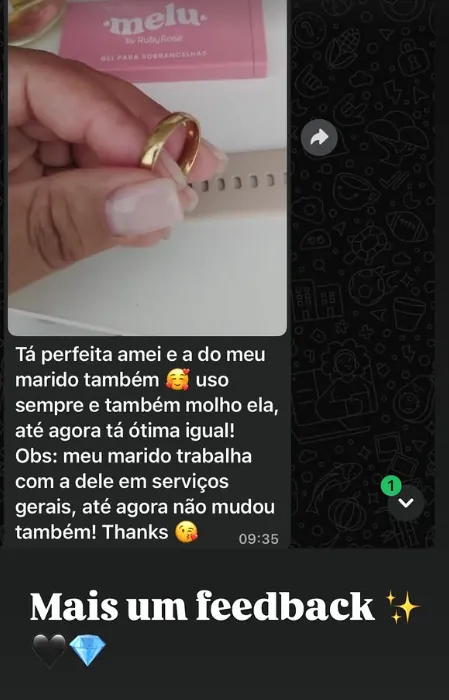 Feedback de cliente: 'Tá perfeita, amei. Uso sempre e continua ótima'